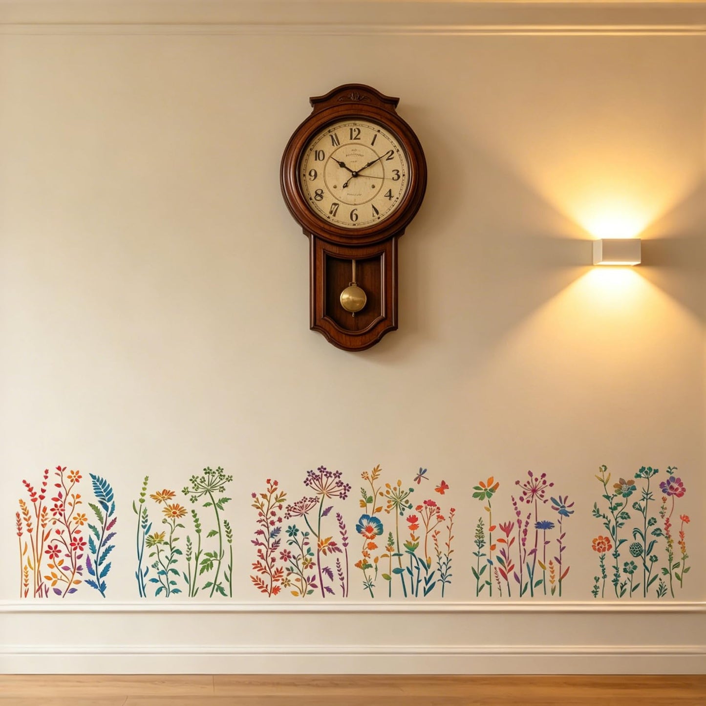 UpChoNice 6 PCS Stencils for Crafts Reusable, Large Wildflower Wall Stencil Set, Modular Floral Painting Templates for Walls, Wood, Furniture, Fabric, Easy-Clean Art Stencils for DIYers, Artists
