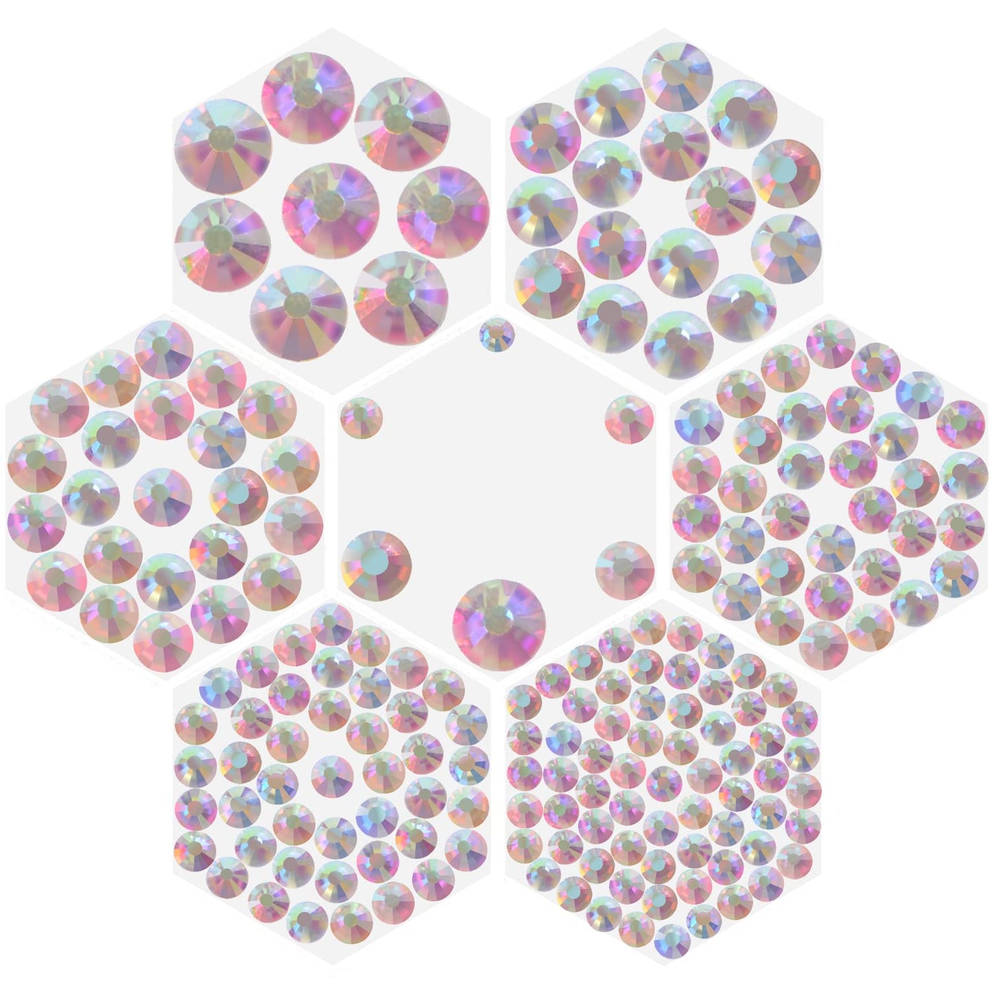 Massive Beads 6500pcs+ Flatback Glass Hotfix Iron On Rhinestones Crystal for DIY Making with 1 Tweezer & 1 Picking Pen for Shoes, Clothes, Face Art, Bags, Manicure (Crystal AB, 6-Sizes)
