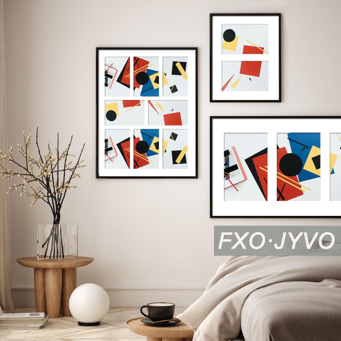 Fxojyvo 4x6 Picture Frame Collage Set of 3, Display 5 4x6 Picture Collage or 11x13 Photo Only Without Mat, Light Weight and High Transparent Frame for Wall - 3 Pack/Black/5-Openings