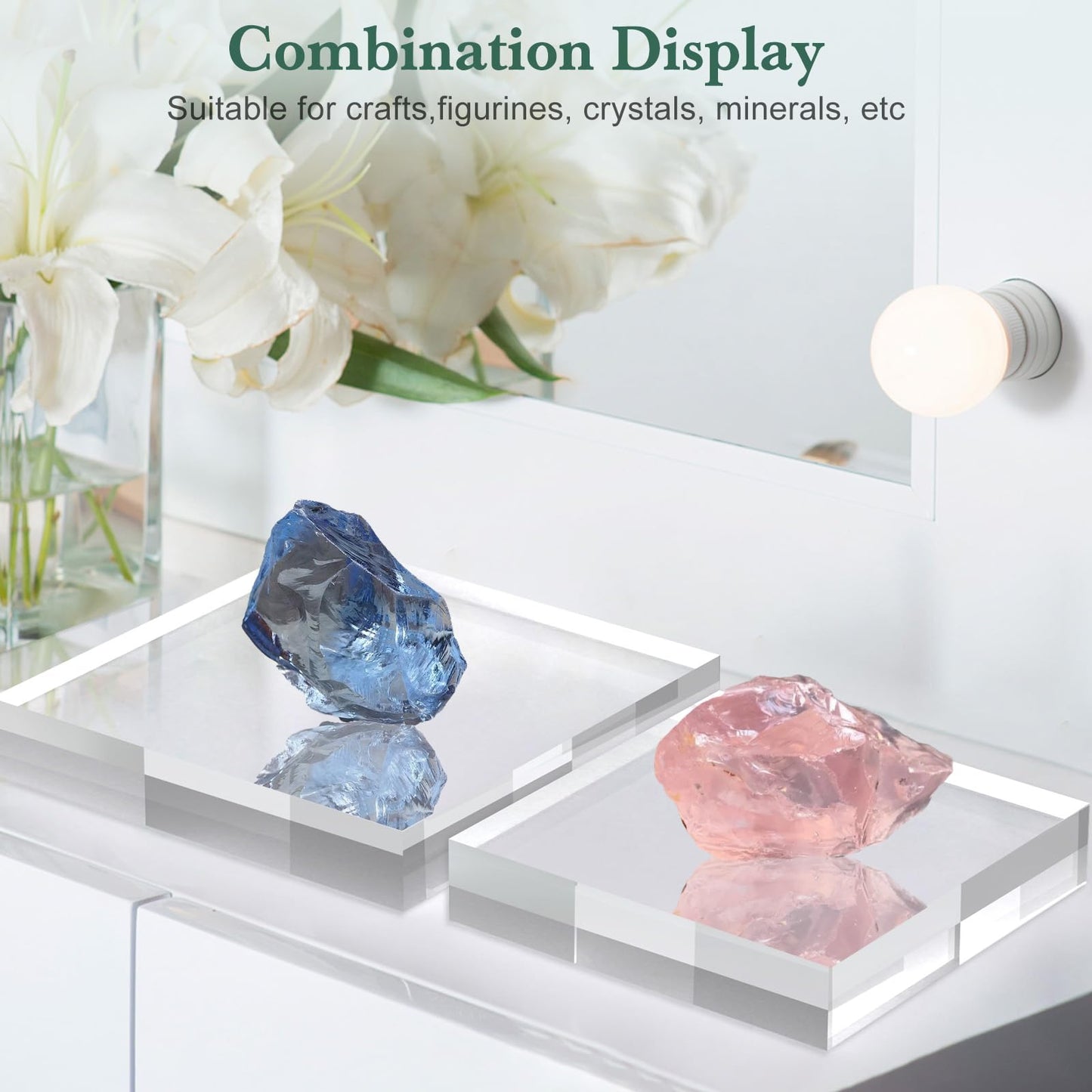 SAMYUCHO Acrylic Base Stand 4 Pack 6 X 6 X 1 Inch Acrylic Blocks for Display Trophy Base Clear Square Cube Riser Display Cylinder Pedestal Stands for Collectibles Jewelry Props Food Display
