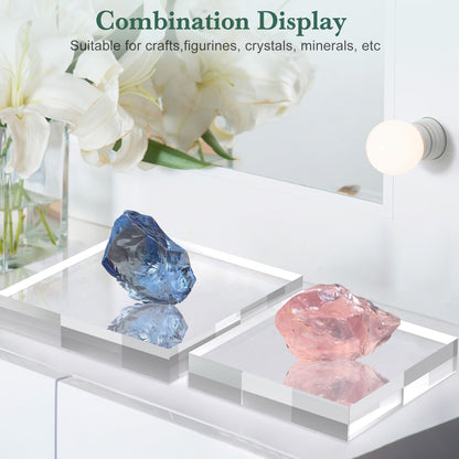 SAMYUCHO Acrylic Base Stand 4 Pack 6 X 6 X 1 Inch Acrylic Blocks for Display Trophy Base Clear Square Cube Riser Display Cylinder Pedestal Stands for Collectibles Jewelry Props Food Display