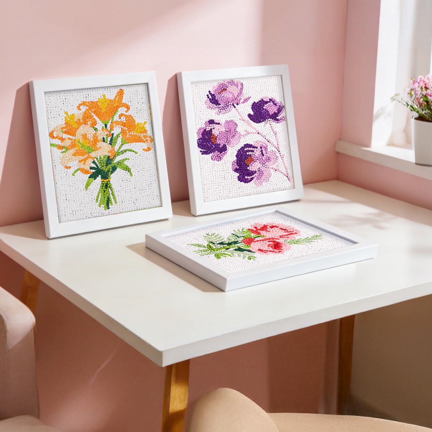 Caydo 12 Pack Flower Themed Diamond Painting Kits for Adults - Full Drill 5D DIY Paint Gem Art - A Relaxing Craft for Home Wall Decor(6x6inch)