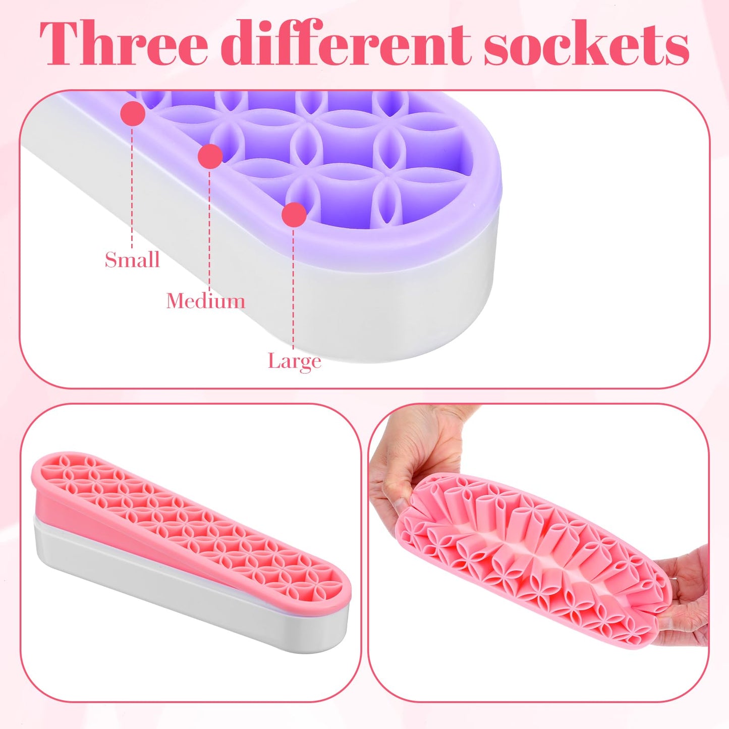 MAQUITA 4 Pack Silicone Makeup Brush Holder, Desktop Cosmetic Organizer Pen Holder, Sewing Tool Holders Beauty Tool Organizer Stand for Brush, Scissors, Toothbrush