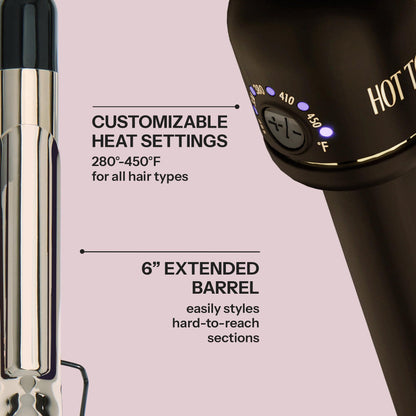 HOT TOOLS 24K Gold Professional 1 1/4" Extended Barrel Curling Iron with Clamp for Tousled Curls - 24K Gold Technology for Long-Lasting Results & Longer Barrel for Easy Styling