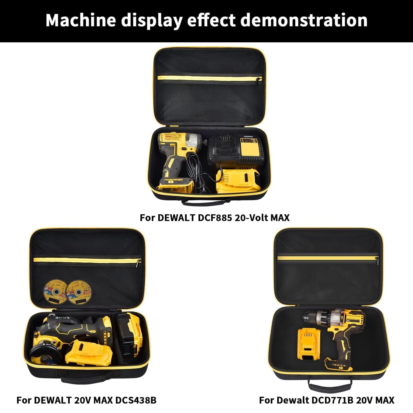Hard Storage Tools Case, Store for DeWalt Drill Tools & Angle Grinder/for AstroAI Tire Inflator and More - 12"x8"x2" with Mesh Pocket & Comfort Handle
