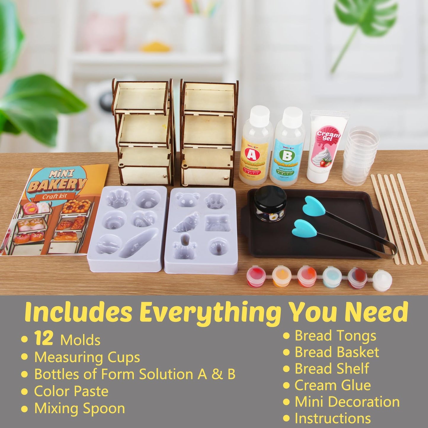 Mini Bakery Taba Squishy Craft Kits, DIY Squishy Making Kit with 12 Molds, Make Your Own Mini Food Squishies Fun Craft for Adult