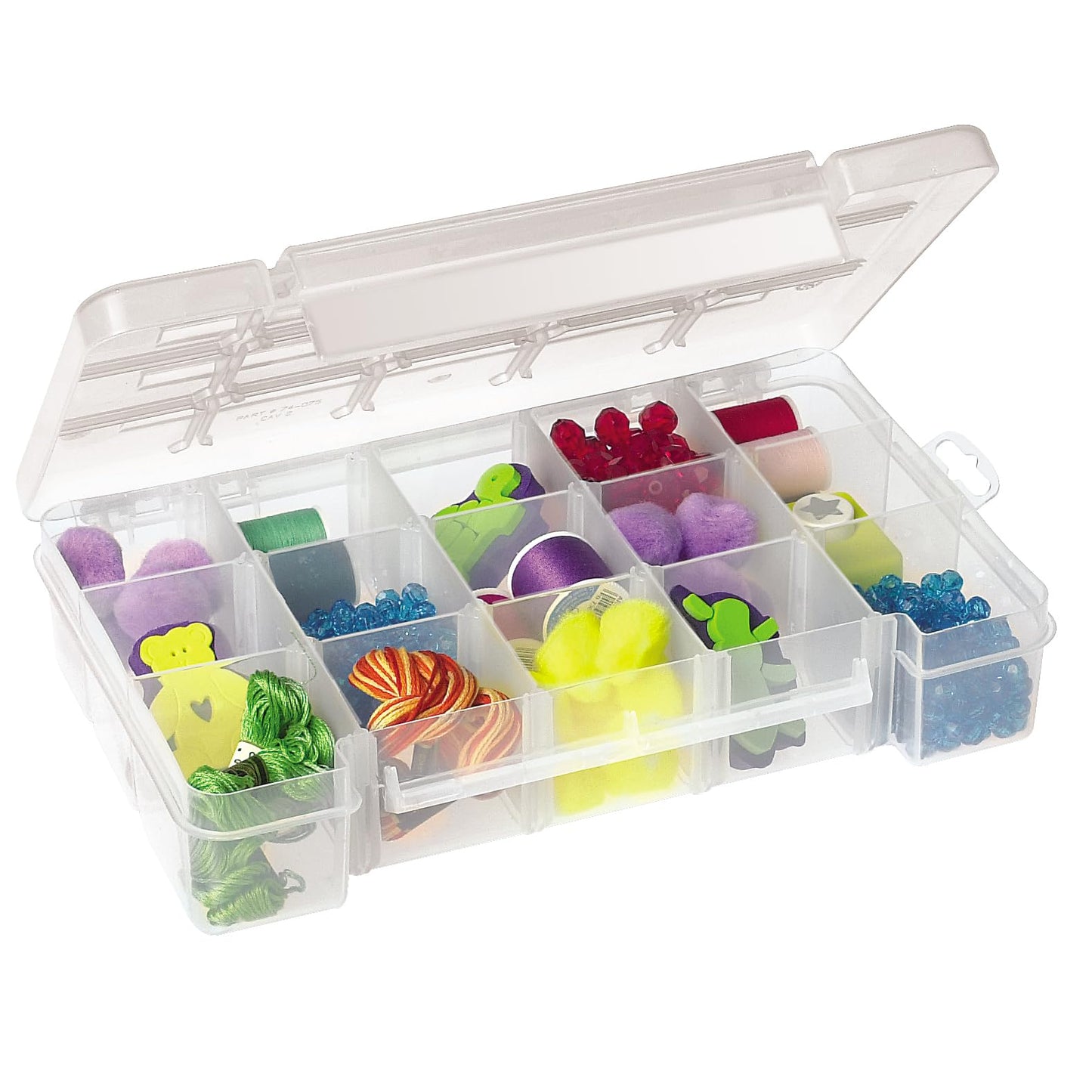 Akro-Mils 05705 Plastic Portable Parts Storage Case for Hardware and Crafts with Hinged Lid and 4 Adjustable Dividers, (8-3/8-Inch x 5-Inch x 1-5/8-Inch), Small, Clear