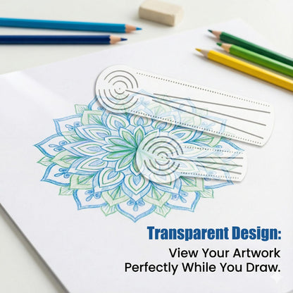 2PCS Mandala Ruler Circle Drawing Tool with 50 PCS Push Pins: Clear Acrylic Compass Circle Stencil - Draw Concentric Circles up to 8.5” & 19.5” for Dot Art, Geometric Patterns & Painting Grids