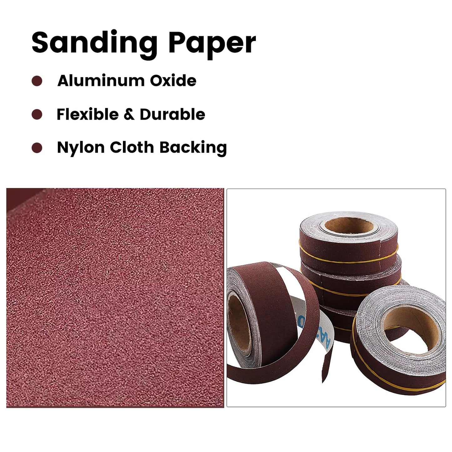 Emery Cloth Roll,5 Grits 1'' x 20FT Abrasive Sandpaper Roll with Dispenser,150 240 320 400 600 Grit Sand Assortment,Sanding Paper & Sandpaper Sheets for Metal Auto Wood Dry&Wet Polishing.(5Rolls 20FT)