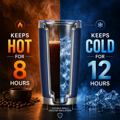 Pandance 20oz Stainless Steel Insulated Tumblers Bulk, Navy Blue, 12 Pack