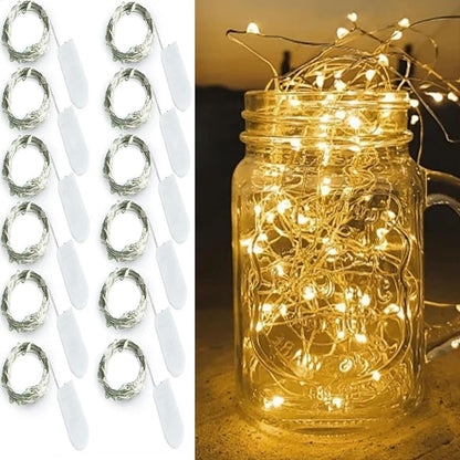12 Pack 20 7 LEDs Fairy Lights Battery Operated String Lights - ft Mini Silver Wire Firefly Starry Moon Lights