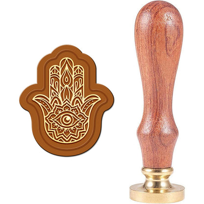 CRASPIRE Lotus Wax Seal Stamp Evil Eye Sealing Wax Stamps Hamsa Retro Vintage Removable Brass Stamp Head with Wood Handle for Wedding Invitations Halloween Christmas Thanksgiving Gift Packing