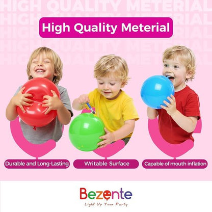 Bezente Metallic Blue Latex Balloons - 100 Pack of 12-Inch Chrome Blue Helium Balloons for Celebrations