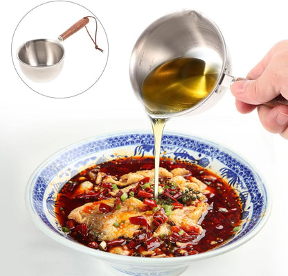Mini Milk Warmer Pot, Small Sauce Pan, Stainless Steel Pot for Cheese Melt, Butter with Wood Handle