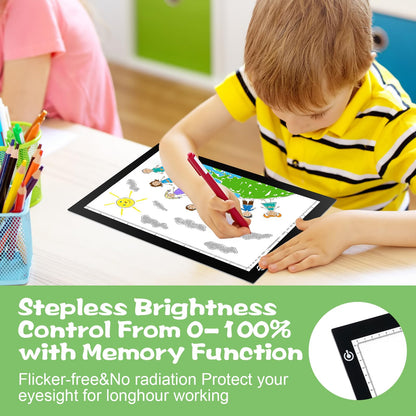 KIVOTAC 9x12 Inch LED Light Pad, Ultra-Thin USB Powered Bright Light up Box Adjustable Light Table for Drawing, Weeding Vinyl, Diamond Art, Sketching, Tracing and Animation