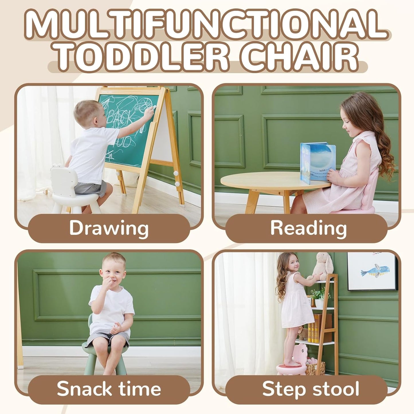 13 KidBloom Toddler Chair, Reinforced Kids Chair, Dinosaur Plastic Child Chair for Toddlers with Supportive Backrest