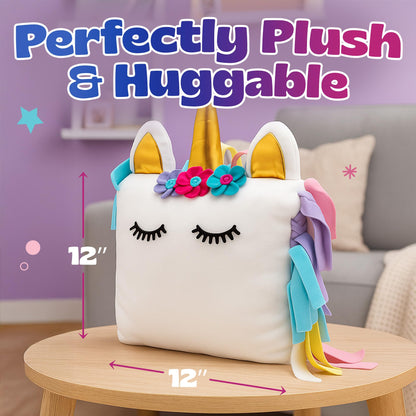 Pinwheel Crafts Unicorn Pillow Kit - No Sew Unicorn Craft Kit - Gifts for Girls, Arts and Crafts for Kids Ages 4-8 - Unicorn Toys for 6 Year Old Girl Gifts, Birthday, Easter, Toddlers, Teens