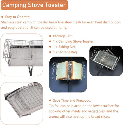 Camping Toaster, Foldable Portable Durable Stovetop Toaster, Convenient for Picnic