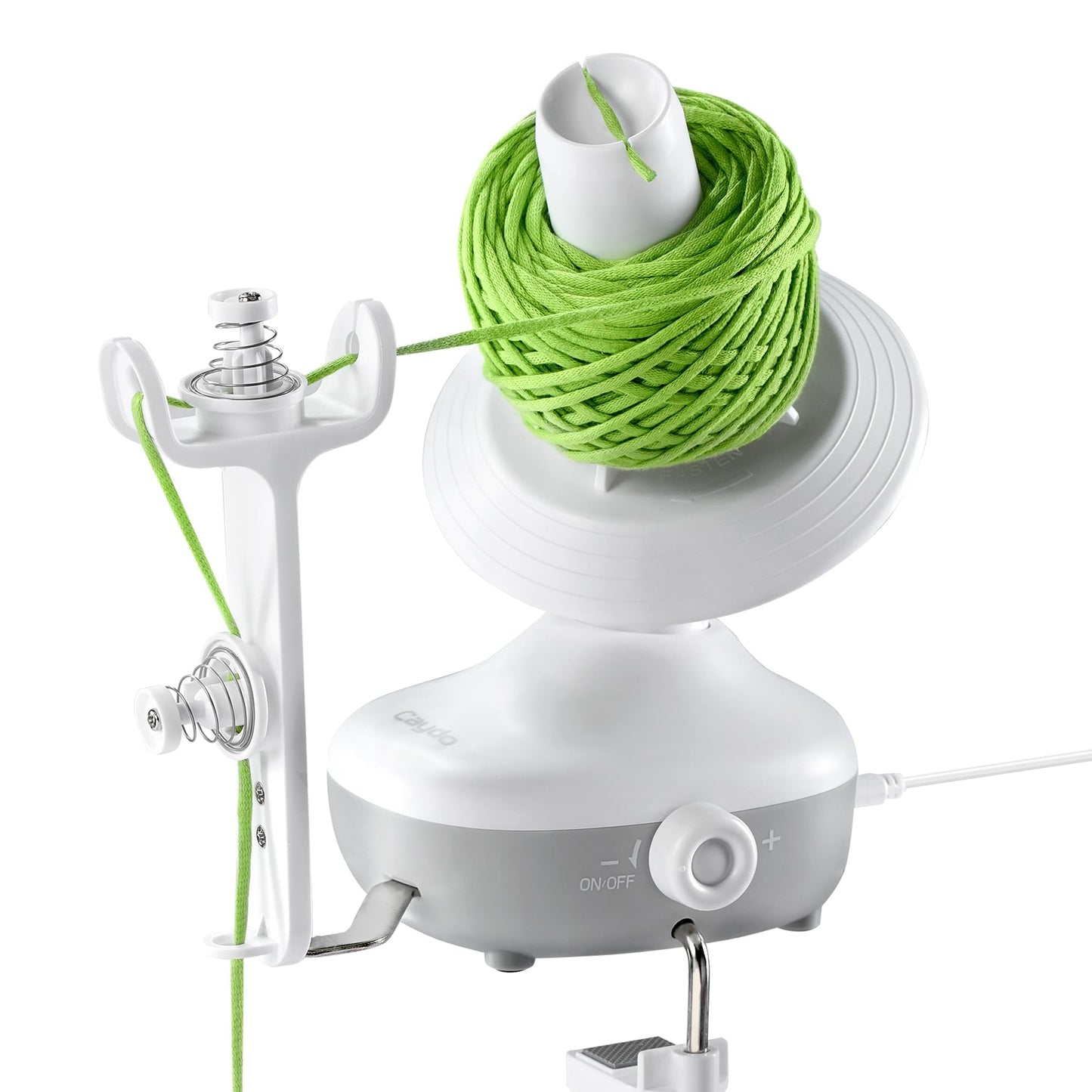 Caydo Electric Yarn Winder, Automatic Yarn Cake Winder with Dual Tension Spring Stepless Speed, Compact 7oz Portable Yarn Winder for Crocheting, Ideal Gift for Crochet & Knitting Lovers(White)