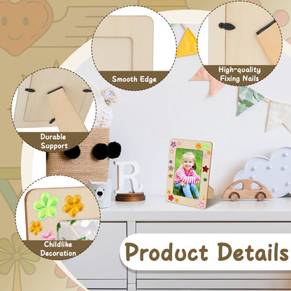 SAYAYA 36 Pack Picture Frame Painting Craft Kit Wooden Picture Frames for 4 x 6 Photo with 8 Sheets Crystal Diamond Stickers 4 Bags Eva Stickers 24 Color Pen for DIY Craft