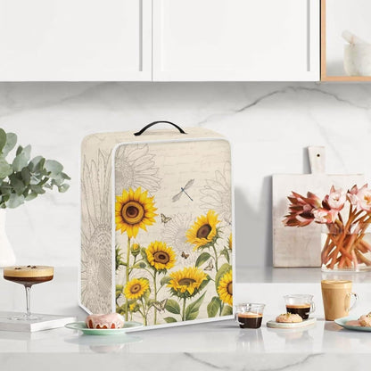 Sunflower Dustproof Waterproof Coffee Maker Cover for Small Kitchen Appliances, Fingerprint Protection Cover