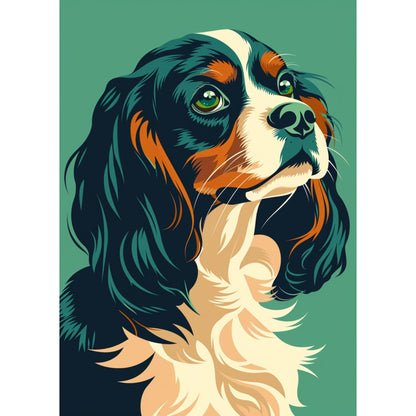 5D Diamond Art Painting Cavalier King Charles Spaniel Full Drill Diamond Art Painting by Number Kits for Adults Square Beads Mosaic Cross Stitch for Wall Decoration 16x20inch