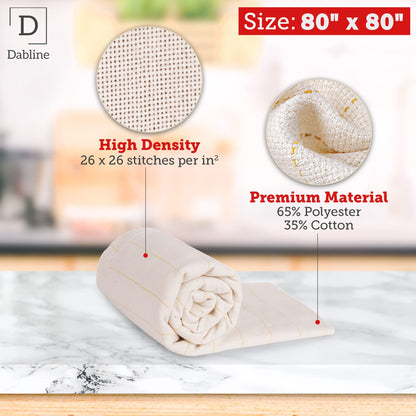 DABLINE 80" x 80" Large Overlocking Primary Tufting Cloth for Rug Tufting with Marked Lines, Monks Cloth for Punch Needle 6.6x6.6 feet