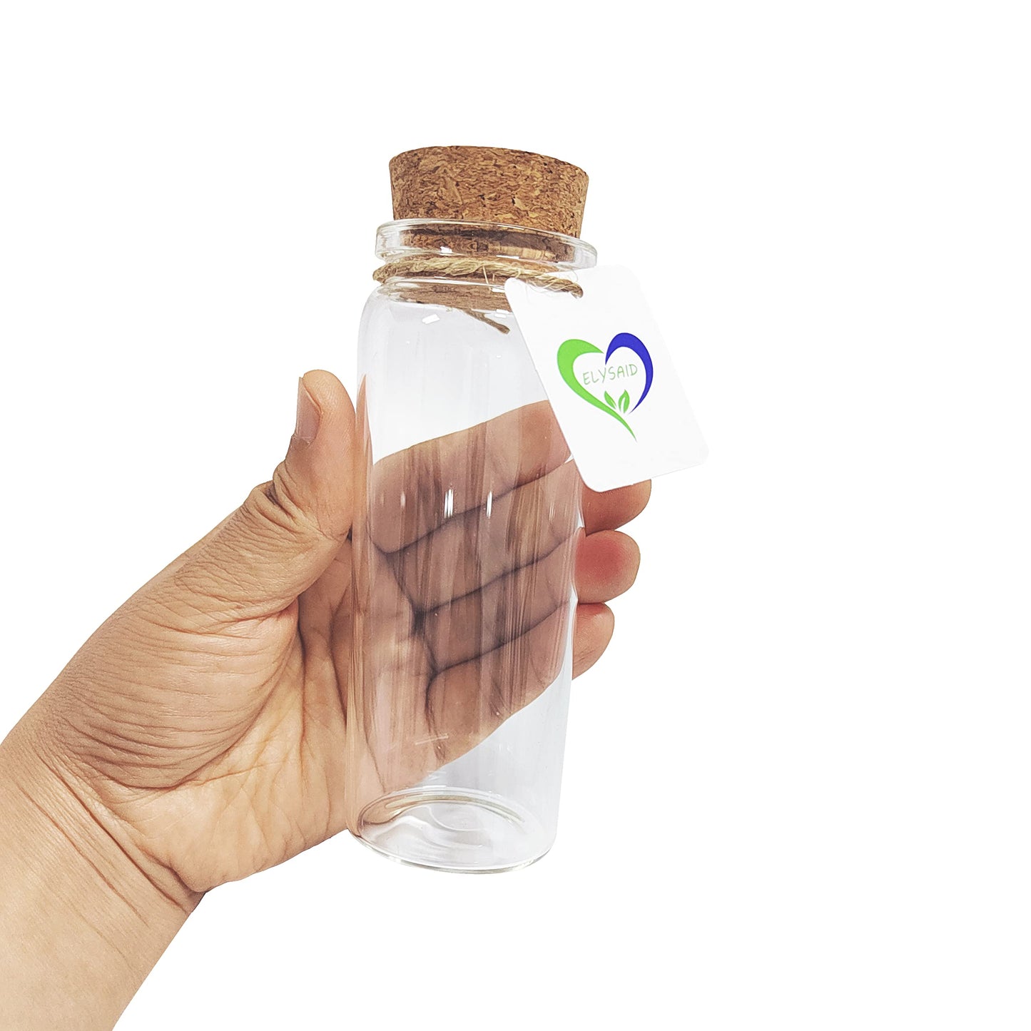 ELYSAID 4pcs of 150 ml Empty Clear Glass Bottles Vials With Cork Stopper Storage Jars 47x120mm Bottle 5.3oz
