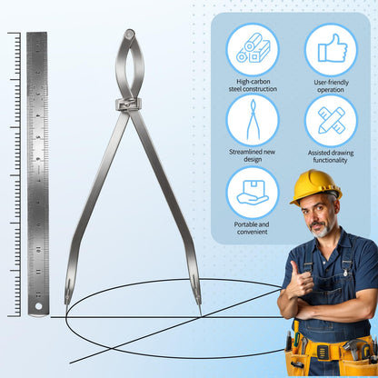 Radius Divider Tool 20" in with Bonus 12" Stainless Steel Ruler, Heavy Duty Wing Divider Scriber Marking Tool for Metalworking & Woodworking - Upgraded Lock Nut Design with Replaceable Sharp Points