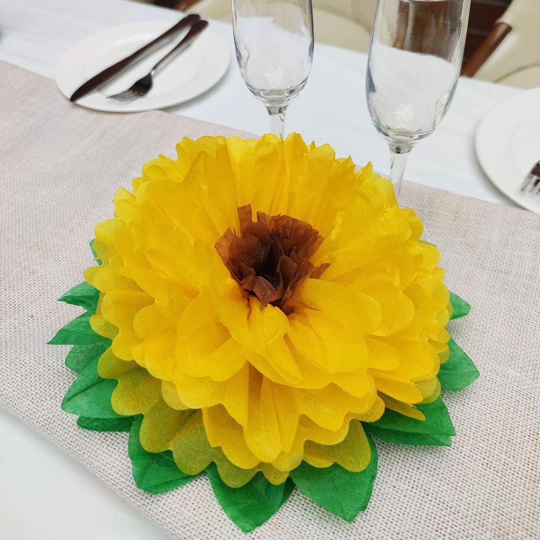 Tissue Paper Sunflowers Decorations for Wall, Birthday Party Backdrop, Home Decoration Pack of 6