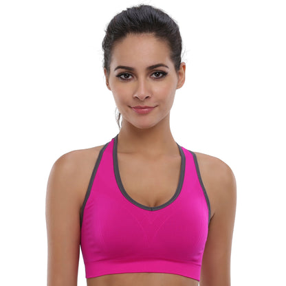 BAOMOSI Women's Seamless Racerback Sports Bra High Impact Support Yoga Gym Workout Fitness Black Blue Grey Purple Rose Red M