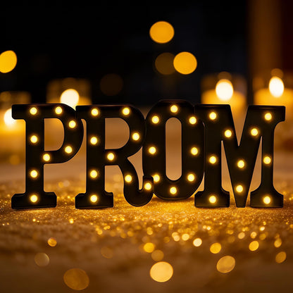 Prom Decorations 2026, 4 Pcs LED 3D Extra Large Light Up Letter Signs, Marquee Light Letters for 2026 Graduation & Prom Party Supplies(Black)