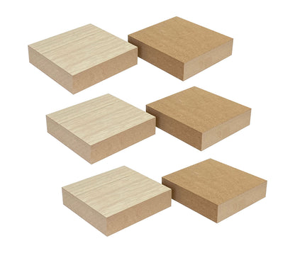 6 Pack Thick Wooden Blocks Unfinished MDF Wood Squares for Crafts Memorial Sign(4x4x1 in)