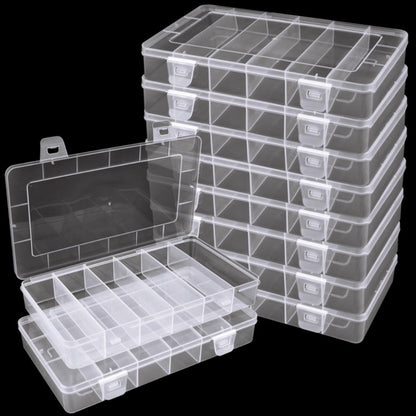 LDHHYH 10 Pack 6 Grids Tackle Box Organizer, Clear Fishing Tackle Boxes, Clear Organizer Box with Dividers, Plastic Storage Organizer Container for Crafts, Beads, Earrings, Screws, Nail, Pins