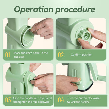 Rotary Ice Shaver Manual - Stainless Steel Blade, Quick Labor-Saving Handle, Safe Stable Suction Base, Home Using Snow Cone Maker Machine for All Ice Cubes