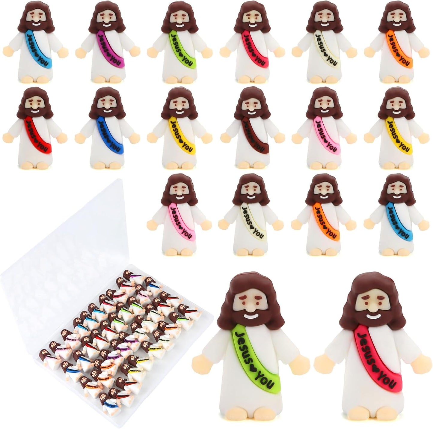40 Pcs Mini Jesus Figurines in Bulk, Little Jesus Loves You Figures to Hide Tiny Action Figure for Crafts Pocket Seek
