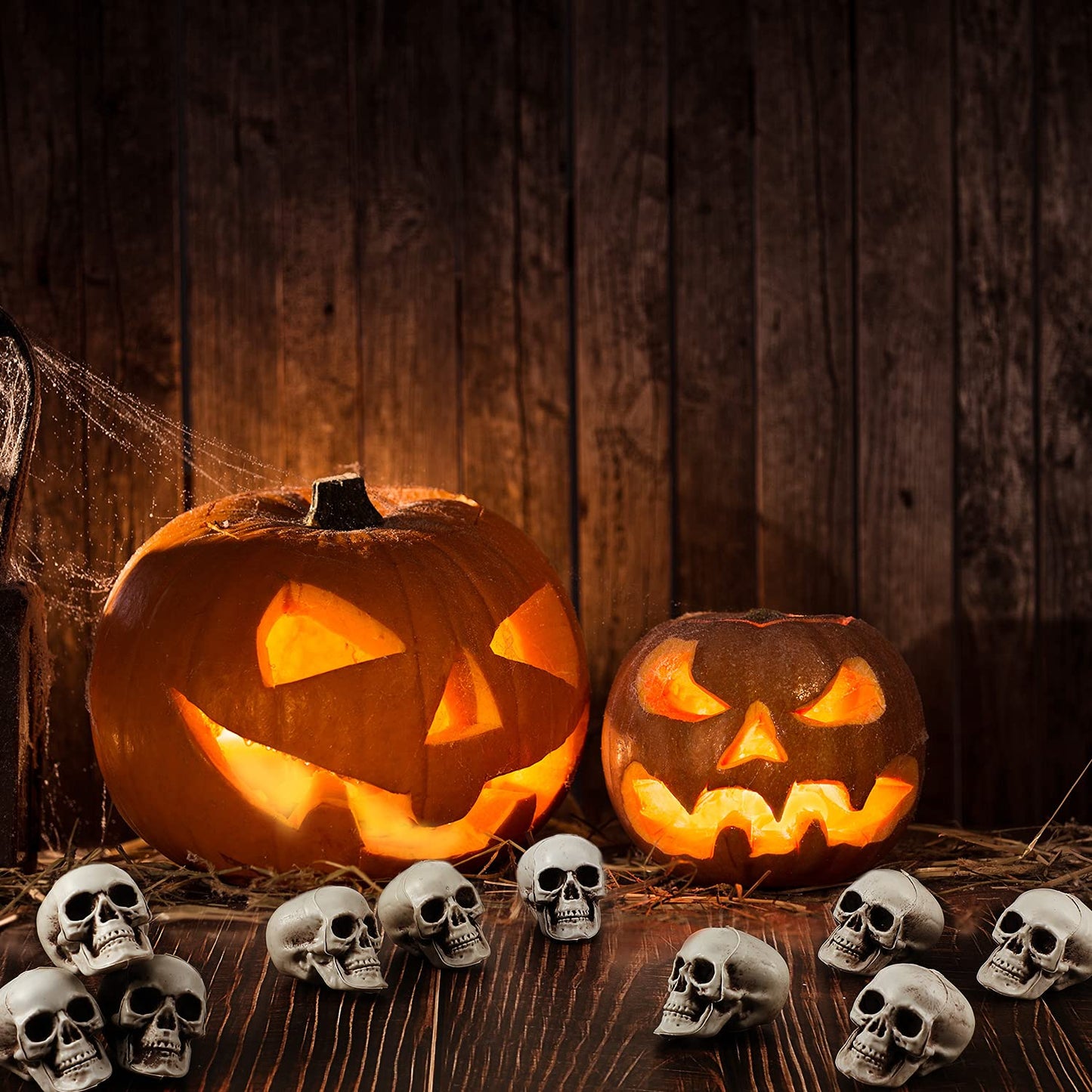 Boao 10 Pieces Halloween Skeleton Head Small Mini Skulls for Halloween Party Decoration Props, Table Decor