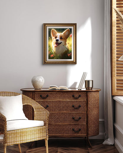 YEEIFFD Christmas Corgi Dog with Flowers Diamond Painting Kits for Adults, 5D Diamond Art Full Drill Gem Arts for Beginner Home Decoration Painting for New Year, Valentine's Day 12x16 in