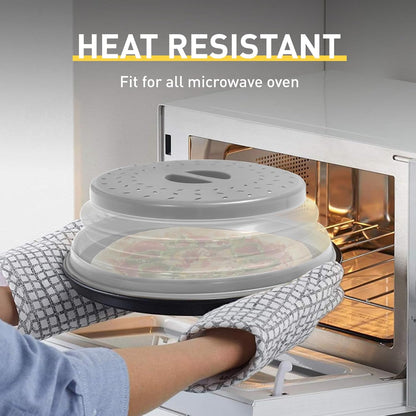 Collapsible Microwave Splatter Cover, Vented Lid with Hook Hole, BPA-Free Kitchen Gadget for Plates