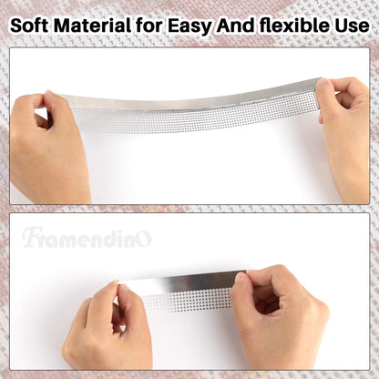 Framendino, 6 Pack Ruler Stainless Steel Diamond Mesh 216 400 599 520 699 800 Blank Grids DIY Drawing with 2 Pieces Fix Tool for Art Crafts