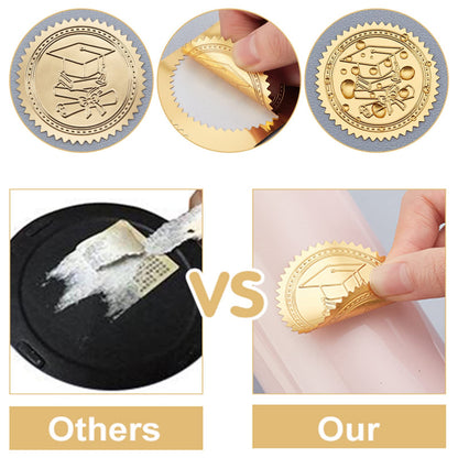 CRASPIRE 100pcs Gold Foil Stickers Embossed Certificate Seals Self-Adhesive Stickers Medal Decoration Stickers Certification Graduation Corporate Notary Seals Envelope (Sun)