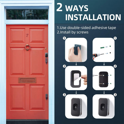 Wireless Doorbell 1200Ft Door Bells for Home with Flashing Light Hearing Impaired Door bell 1 Battery Button & 3 Plug in Receivers for Home Classroom Room Office