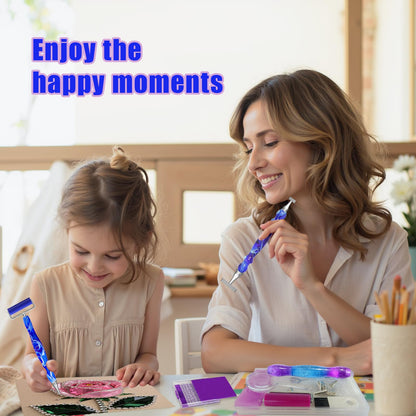 Huanlys Diamond Art Pens Tools Diamond Painting Accessories Kits with Screw Steel Rose Gold Metal Tip Nibs Placers Roller Tool Accessories (Blue Silver 6)