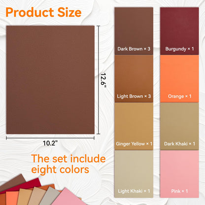 VMYTH 12 Pcs Leather Blanks for Laser Engraving with Adhesive, 12.6x10.2 Faux Leather Sheets for Hat Patches, 3 Dark & 3 Light Brown + 6 Mix Colors, Laserable Leatherette for DIY