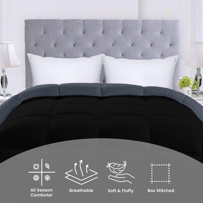 Utopia Bedding Comforters King Size, All Season Duvet Insert, Down Alternative Box Stitched Bed Comforter with Corner Tabs, Machine Washable (Black/Grey)