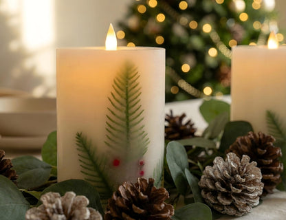 CozierGlow 4"x6" Flameless Pillar Candles, 3D Moving Flickering Flame with Remote Timer, Battery Operated LED Candles Up to 400 Hours, Real Wax Pillars for Home Decor (Berry Thicket)