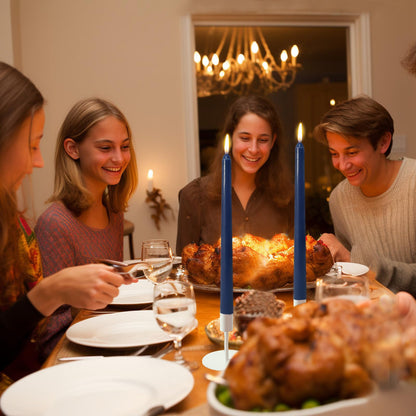 12 Pack 10 inch Navy-Blue Taper Candle Set for Holiday Dinner Party, Unscented Long Candlesticks, Dripless and Smokeless, 7-8 Hours Burn