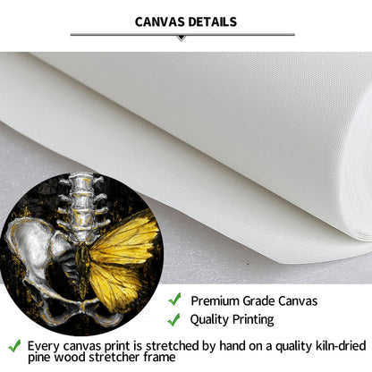 iKNOW FOTO Anatomical Spine Wall Art with Gold Butterfly 16x24 Inch Medical Skeleton Canvas Print for Doctor Office Nurse Station Physical Therapy Clinic Decor Ready to Hang