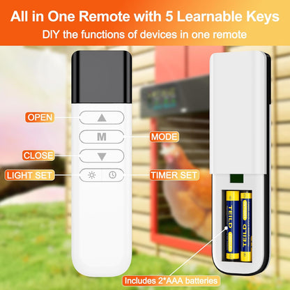 Programmable 4 ZenxyHoC Chicken Coop Door Solar Powered with Remote Control, Automatic Aluminum Chicken Door Modes