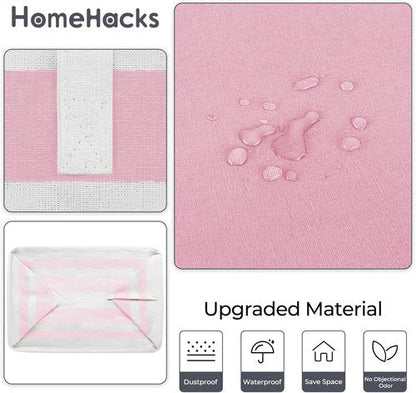 HomeHacks Large Waterproof Laundry Baskets - Collapsible Hampers with Reinforced Handles | Pink, 125L Each